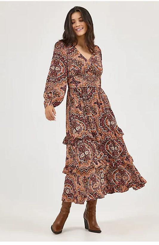 WOMEN'S RUFFLE ACCENT MAXI DRESS