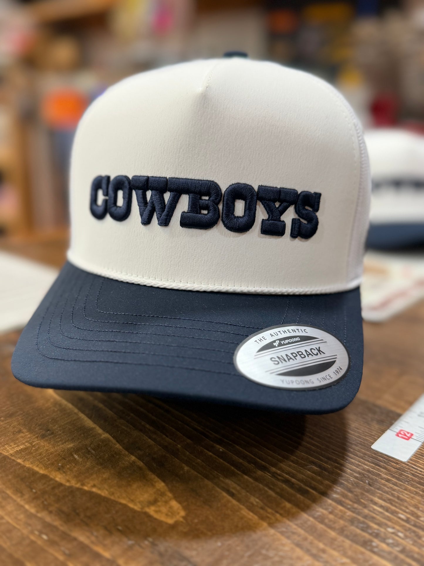 "DALLAS COWBOYS" HAT WHITE W/NAVY LOGO 🤠