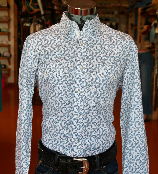 Wrangler Men’s Blue Vine Pearl-snap