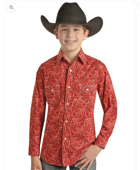Rock and Roll Red Paisley Snap Shirt✅