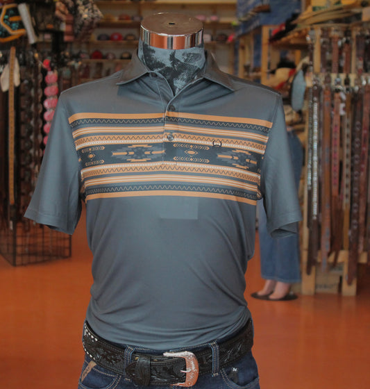 Men’s Cinch Aztec Grey ArenaFlex Polo