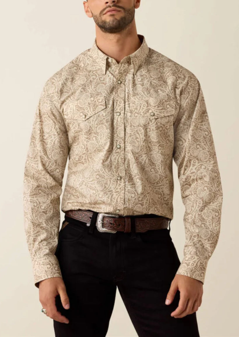 Ariat Mens Trevon Snap Shirt Roasted Cashew Paisley Print