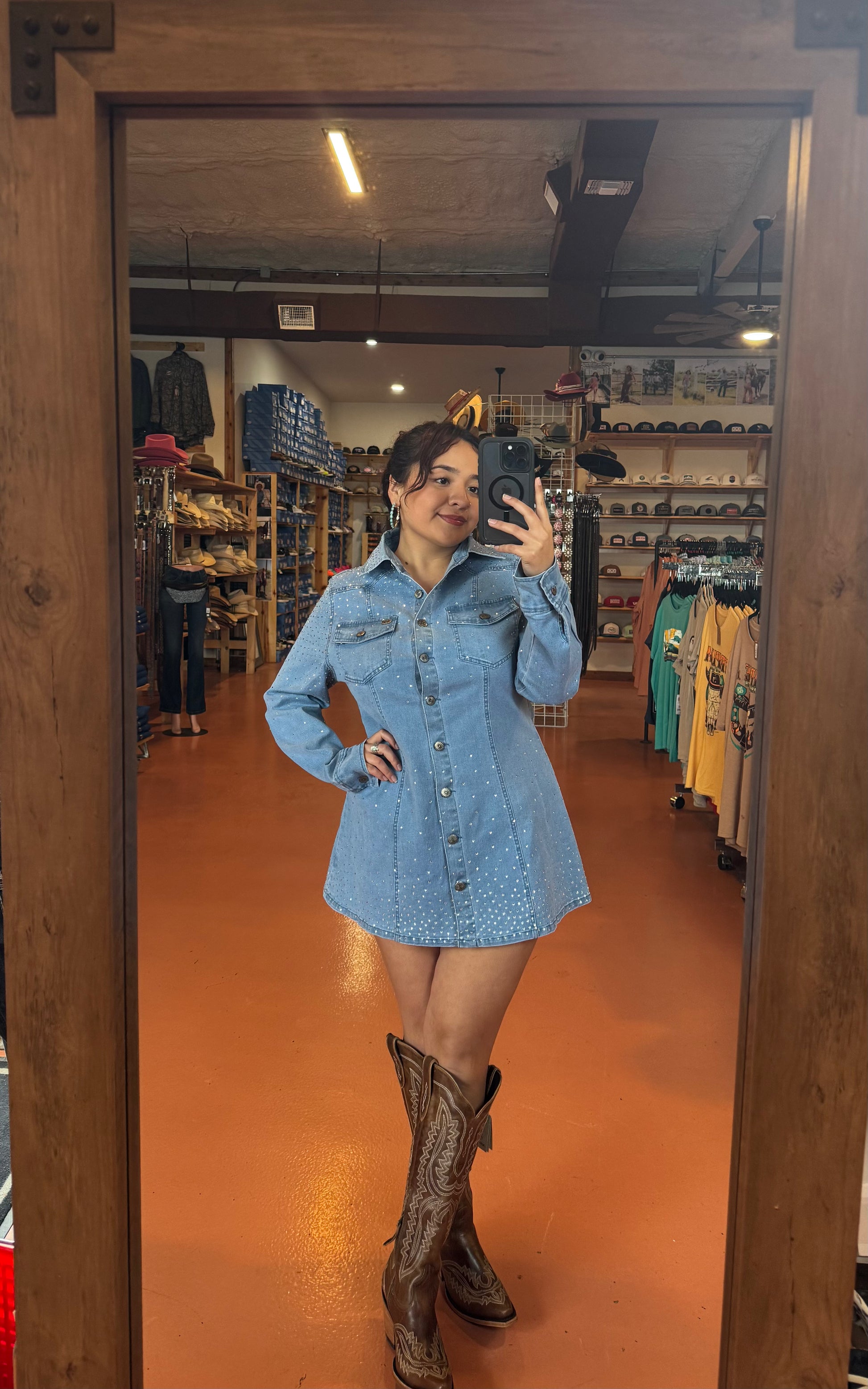 Diamond Denim Dress Triple A Farm & Ranch, LLC Diamond Denim Dress Triple A Farm & Ranch, LLC