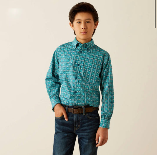 Boys Ariat Jordy Blue Long Sleeve