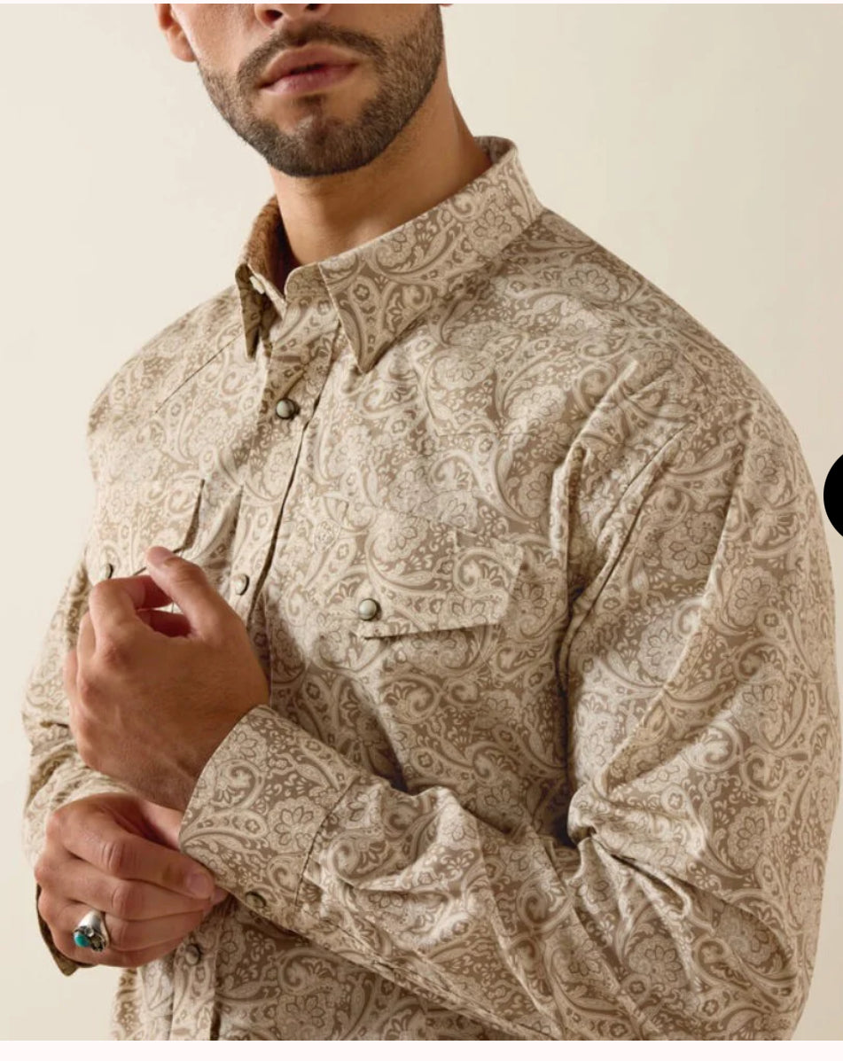 Ariat Mens Trevon Snap Shirt Roasted Cashew Paisley Print