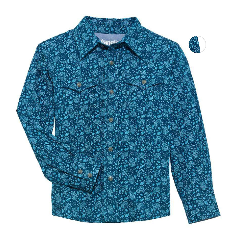 Wrangler Boys 20X Advanced Comfort Shirt Navy
