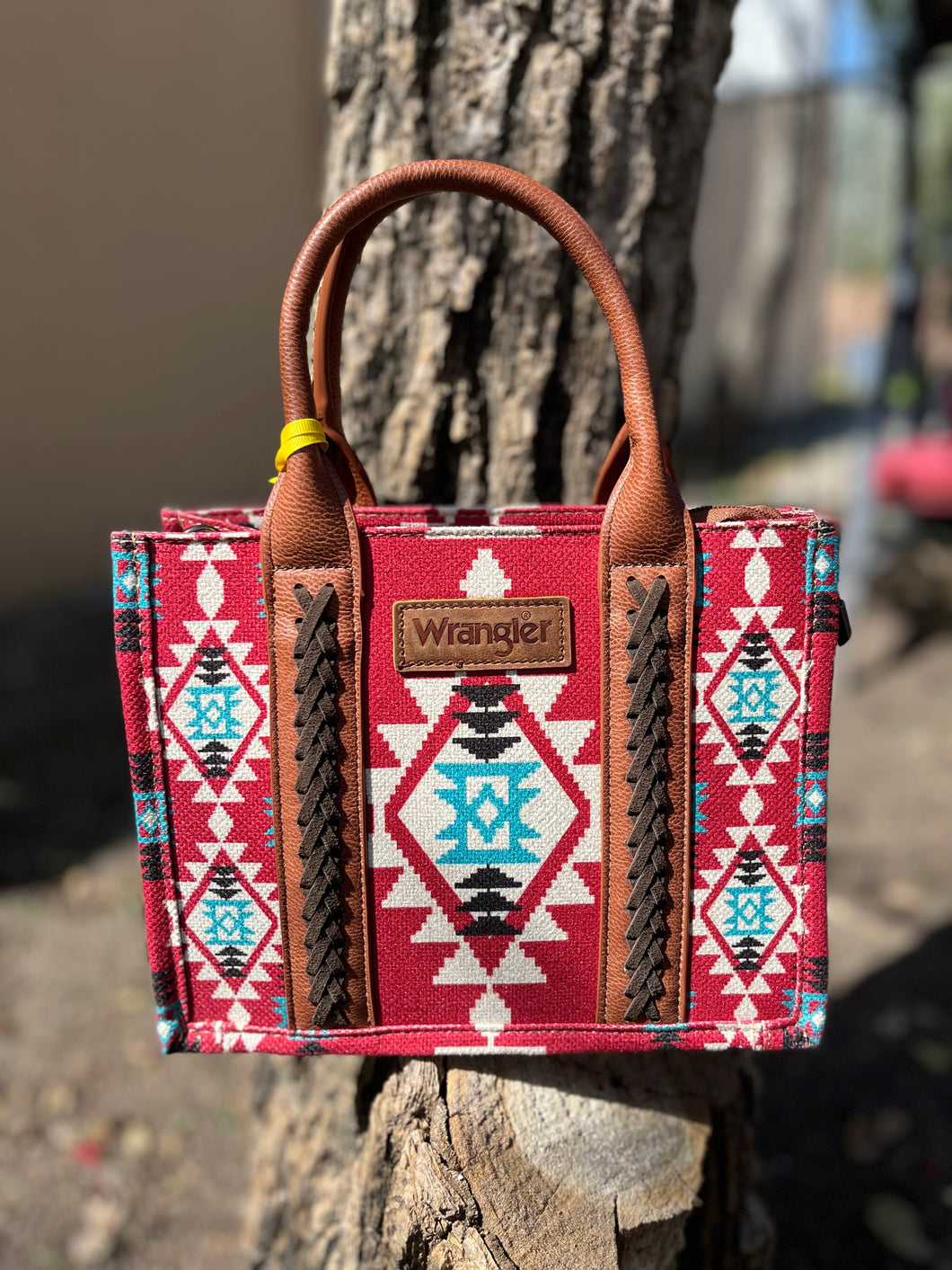 Wrangler Red Aztec Tote w/ Crossbody Strap