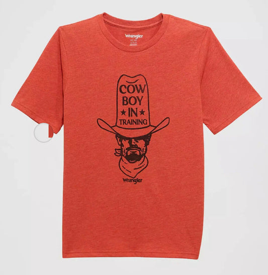 Wrangler Boys Logo Front Graphic T-Shirt Training Red - 112372975👕