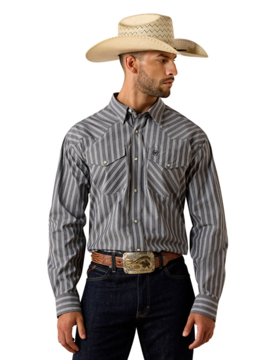 ARIAT PRO SERIES THERON GREY STRIPE - MENS SHIRT