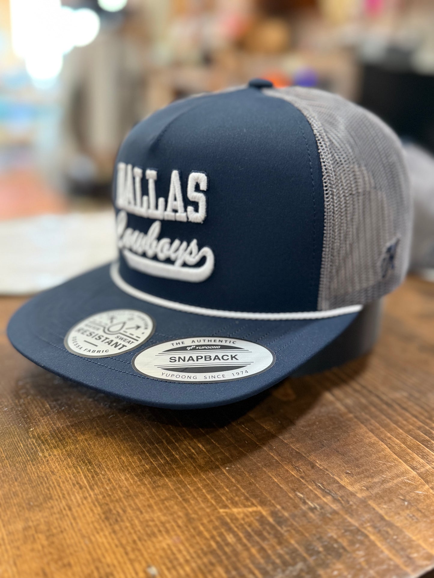 "DALLAS COWBOYS" HAT NAVY/GREY W/SCRIPT LOGO 🧢 (Copy)