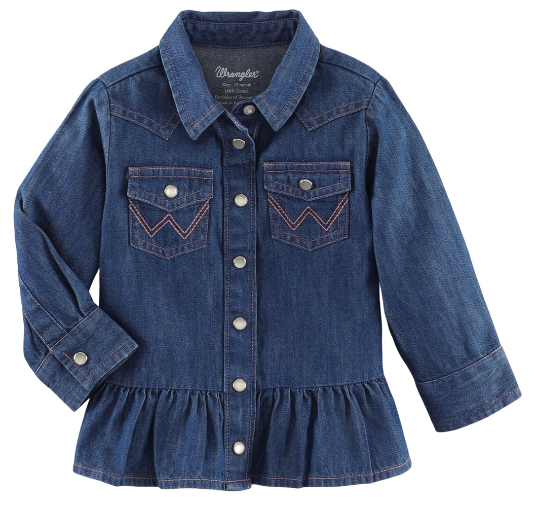 Wrangler West Infant/Toddler Denim Peplum LS