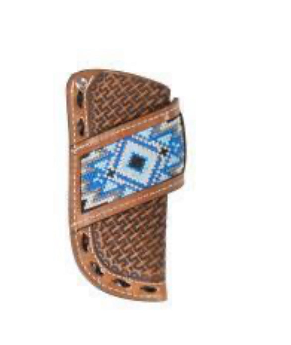 3D Knife Sheath Vertical Blue Diamond Inlay Brown D8401702