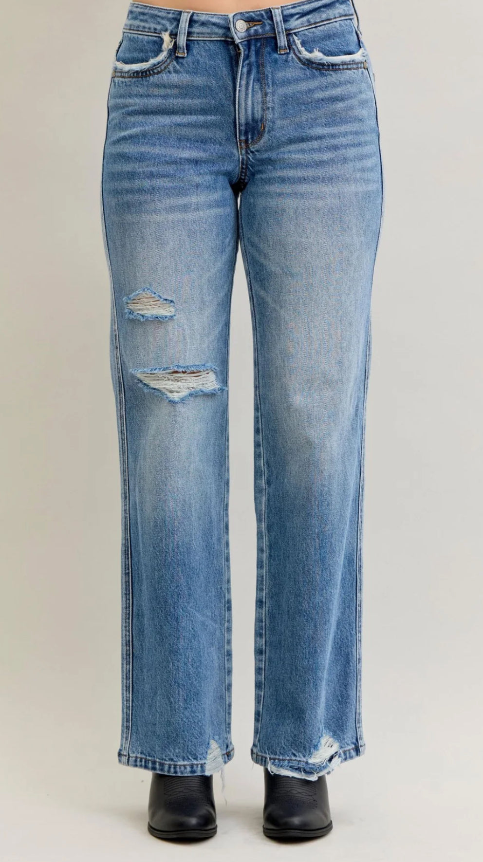 Judy Blue Mid Rise Rigid Magic Destroy Straight