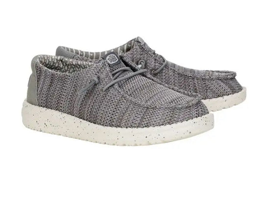 HEY DUDE BIG KIDS' WALLY STRETCH MESH (GREY)