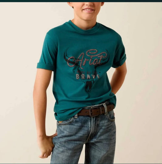 Ariat Boys Cattle Skull Freedom T-Shirt Mediterranean