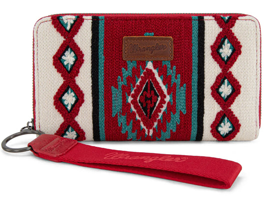 WG174-W0062 Wrangler Southwestern Knitted Wallet/Wristlet - Burgundy