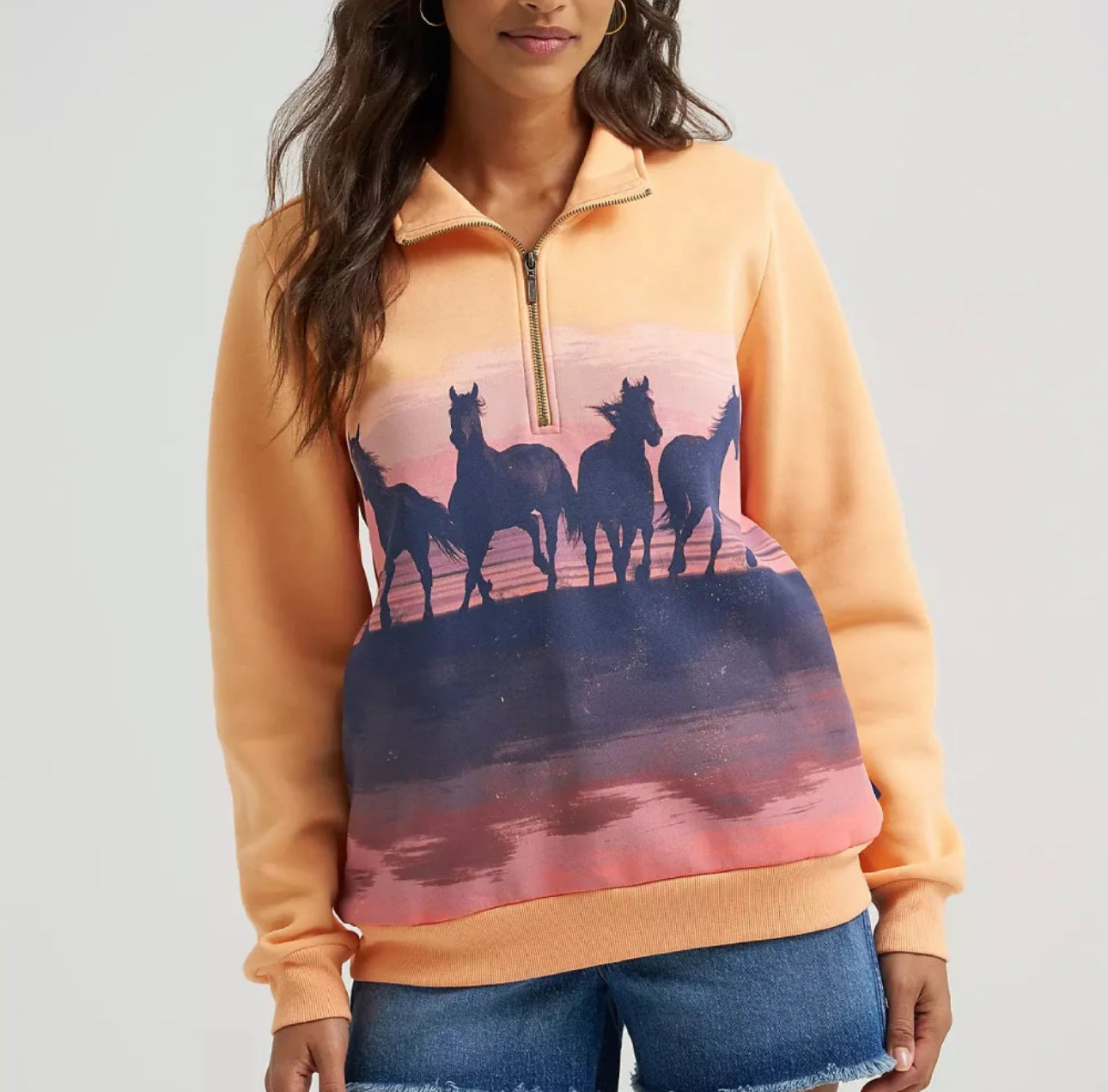 Wrangler Womens Western Quarter Zip Sweatshirt - 112375335