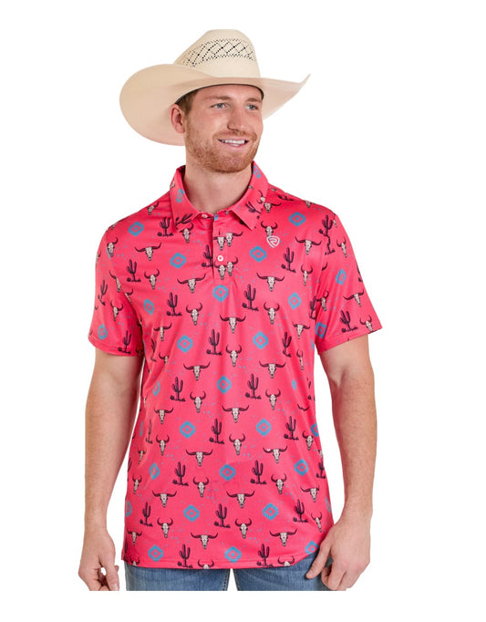 Rock & Roll Denim -
Men's Skull Novelty Print Polo Shirt☑️