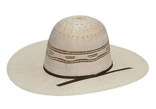 Twister Bangora 4" Brim Ivory And Tan Open Crown Youth Straw Hat