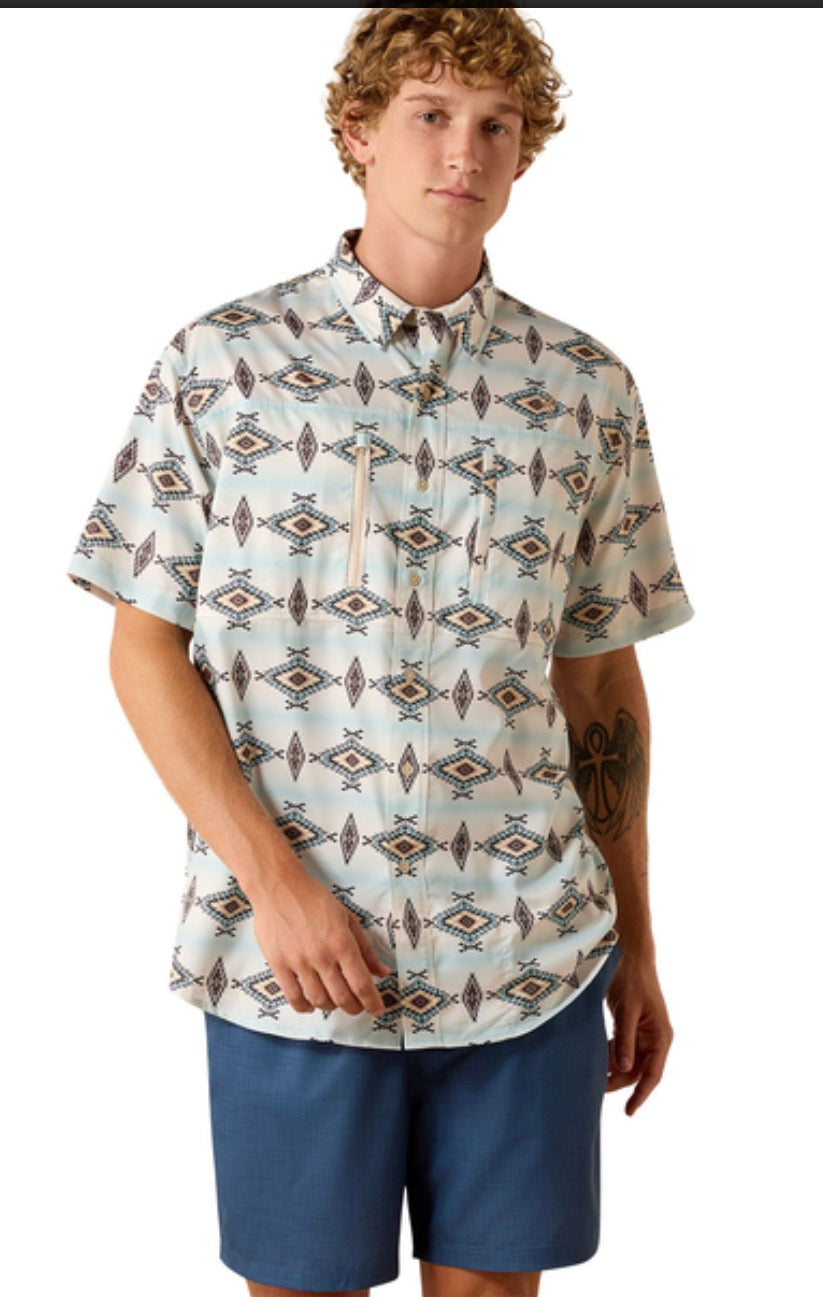 ARIAT PRINTED VENTTEK CLASSIC WHITE - MENS SHIRT☑️