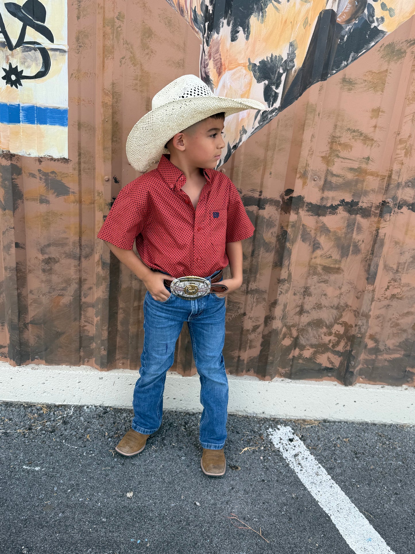 Cinch Boy’s Red Revival SS Button-up 🤠