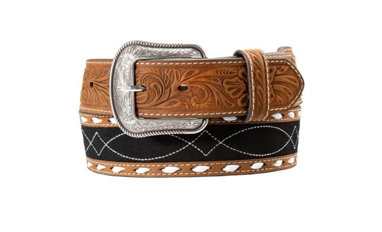 3D MEN'S ROUGHOUT INLAY LEATHER WESTERN BELT