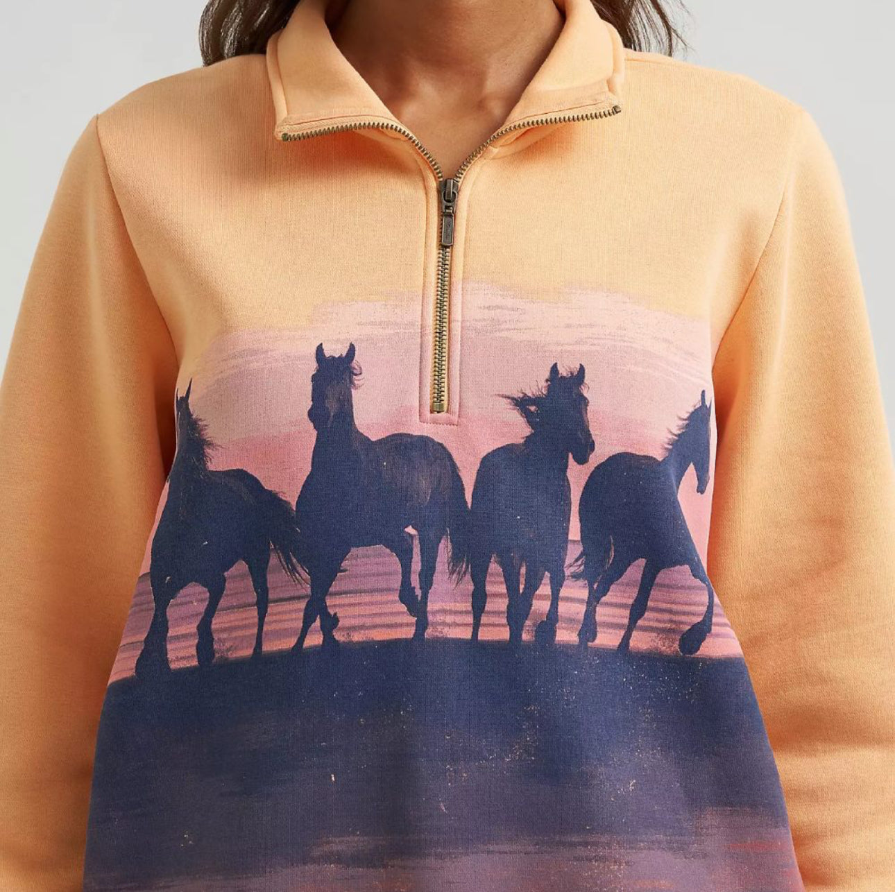 Wrangler Womens Western Quarter Zip Sweatshirt - 112375335