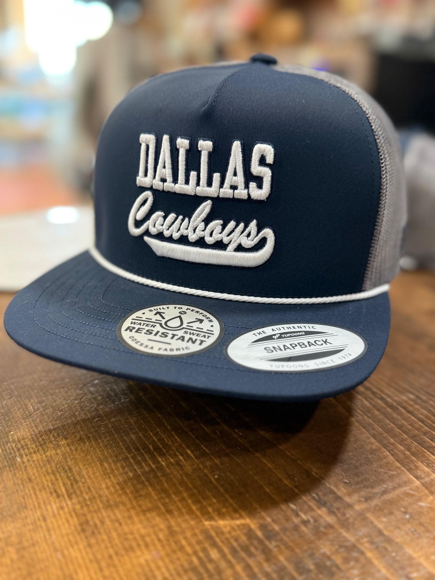 "DALLAS COWBOYS" HAT NAVY/GREY W/SCRIPT LOGO 🧢 (Copy)