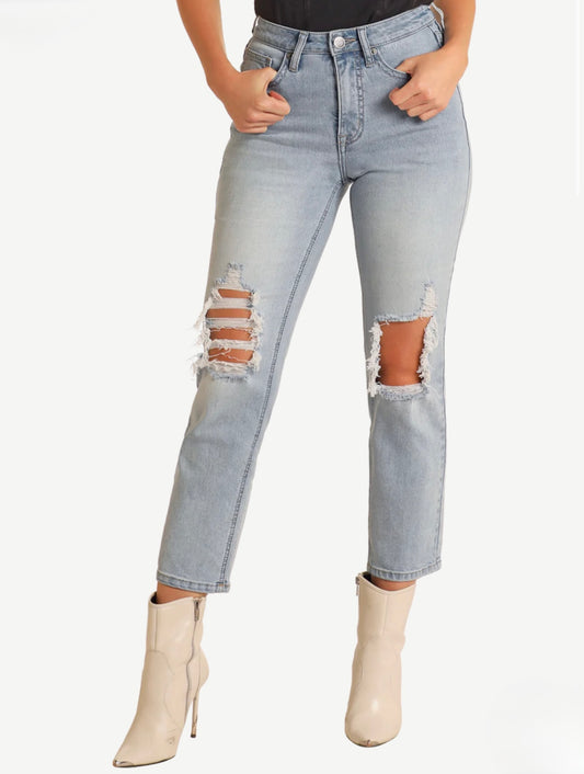 Women’s R&R High Rise Straight Cropped Jeans