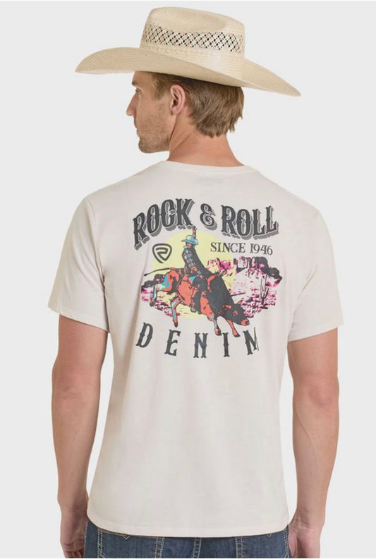 Rock And Roll Men's Bronco Riding Graphic TShirt BU21T08601