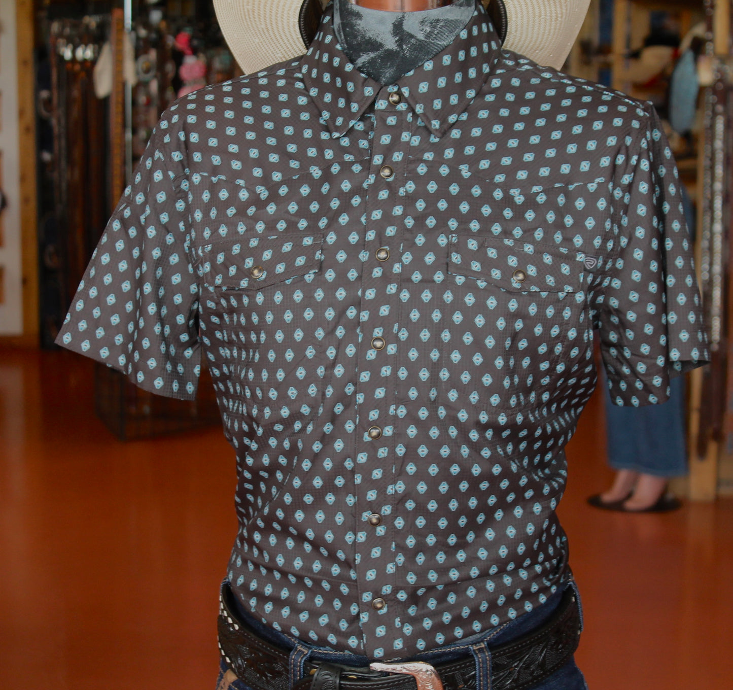 Men’s R&R Brown Geo SS Tek Snap