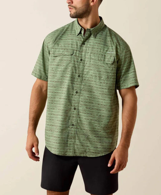 Ariat Mens Printed VentTEK Outbound Shirt Green☑️