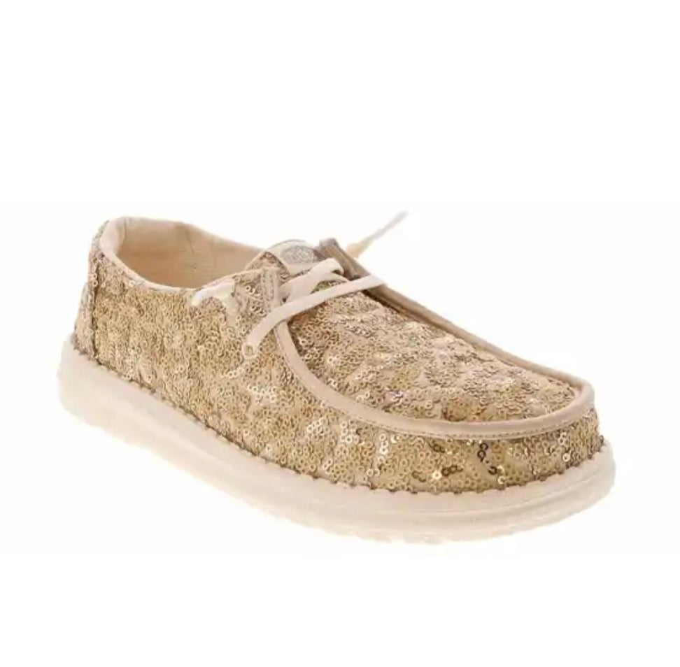 HEYDUDE WENDY CONFETTI SEQUIN GOLD WOMEN’S CASUAL SHOE ⭐️