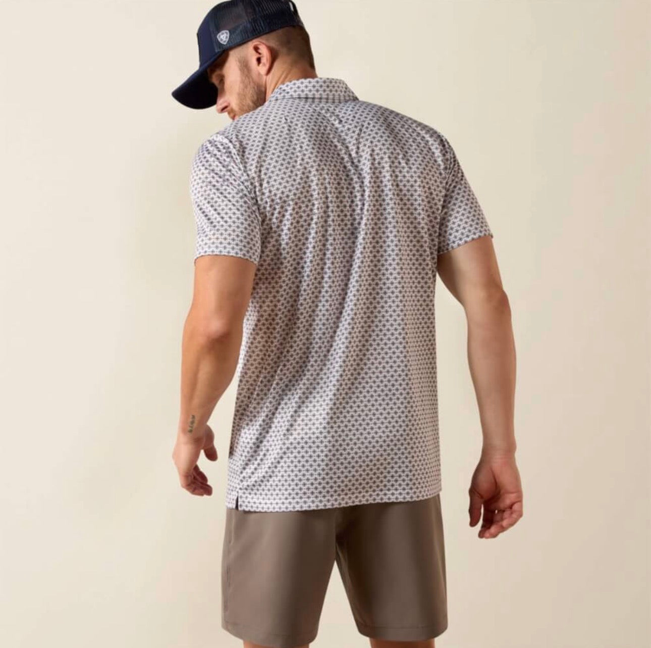 Ariat Mens All Over Print Classic Fit Polo Shirt White👕