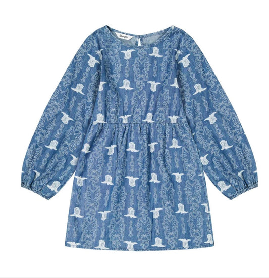 Wrangler Boot and Design Print Girl's Denim Dress 112385710 🤠