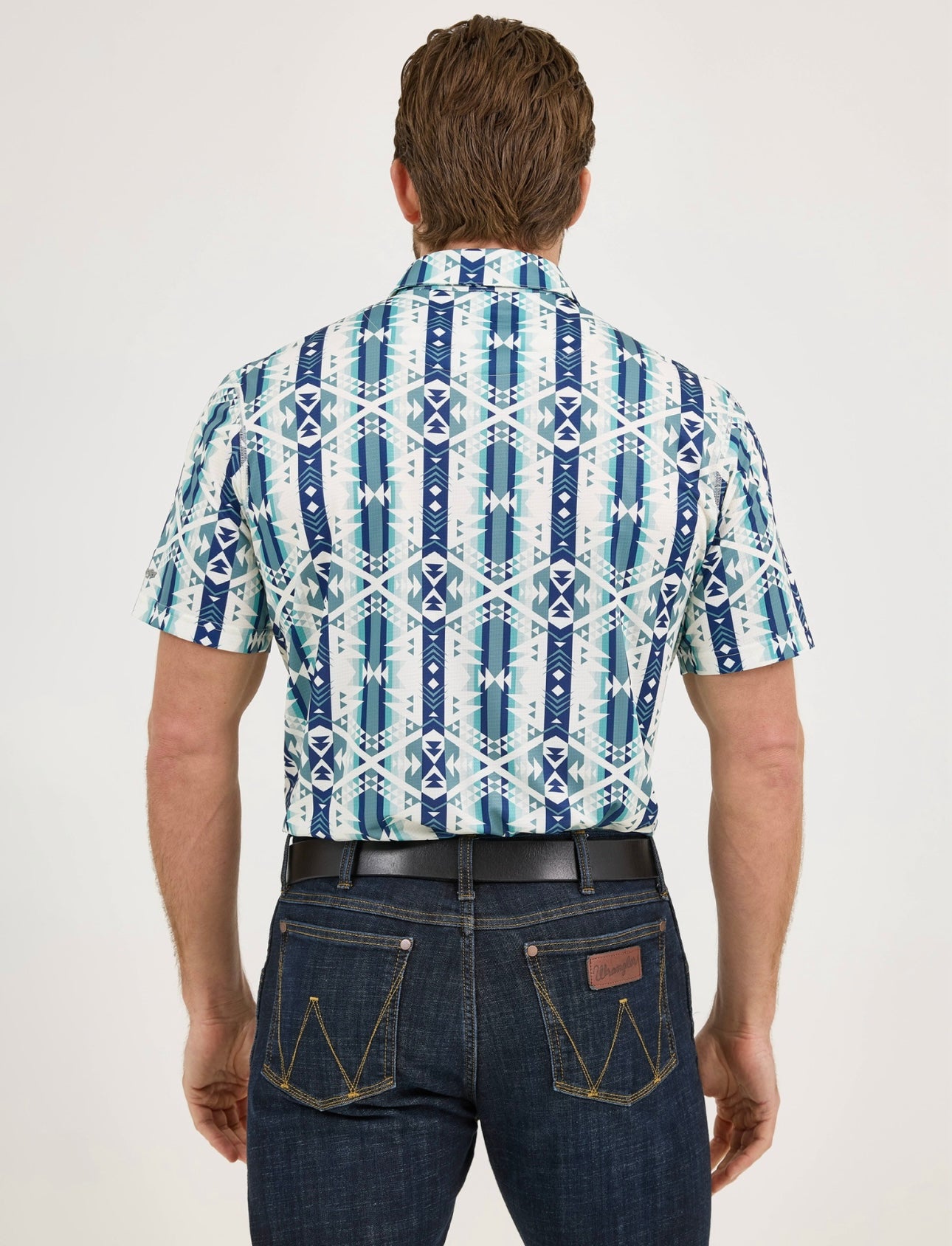 Men’s Wrangler Blue Aztec Polo