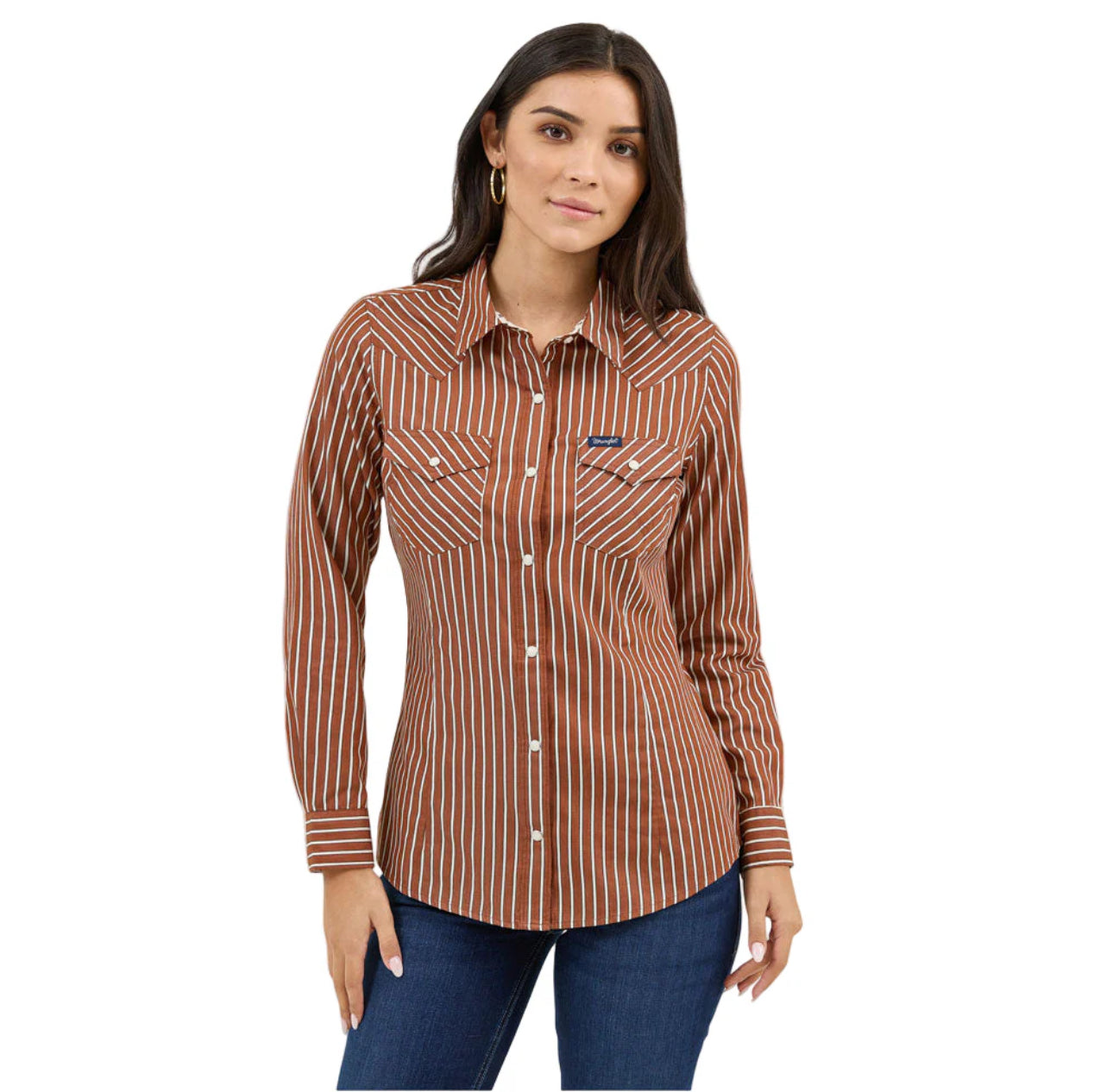 Wrangler Women's Pearl Snap Shirt - Rust 112371900
