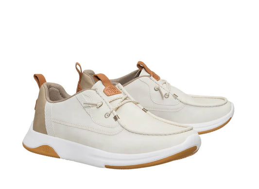 HEYDUDE Men’s Wally Drift Classic Shoes in Silver Birch/White