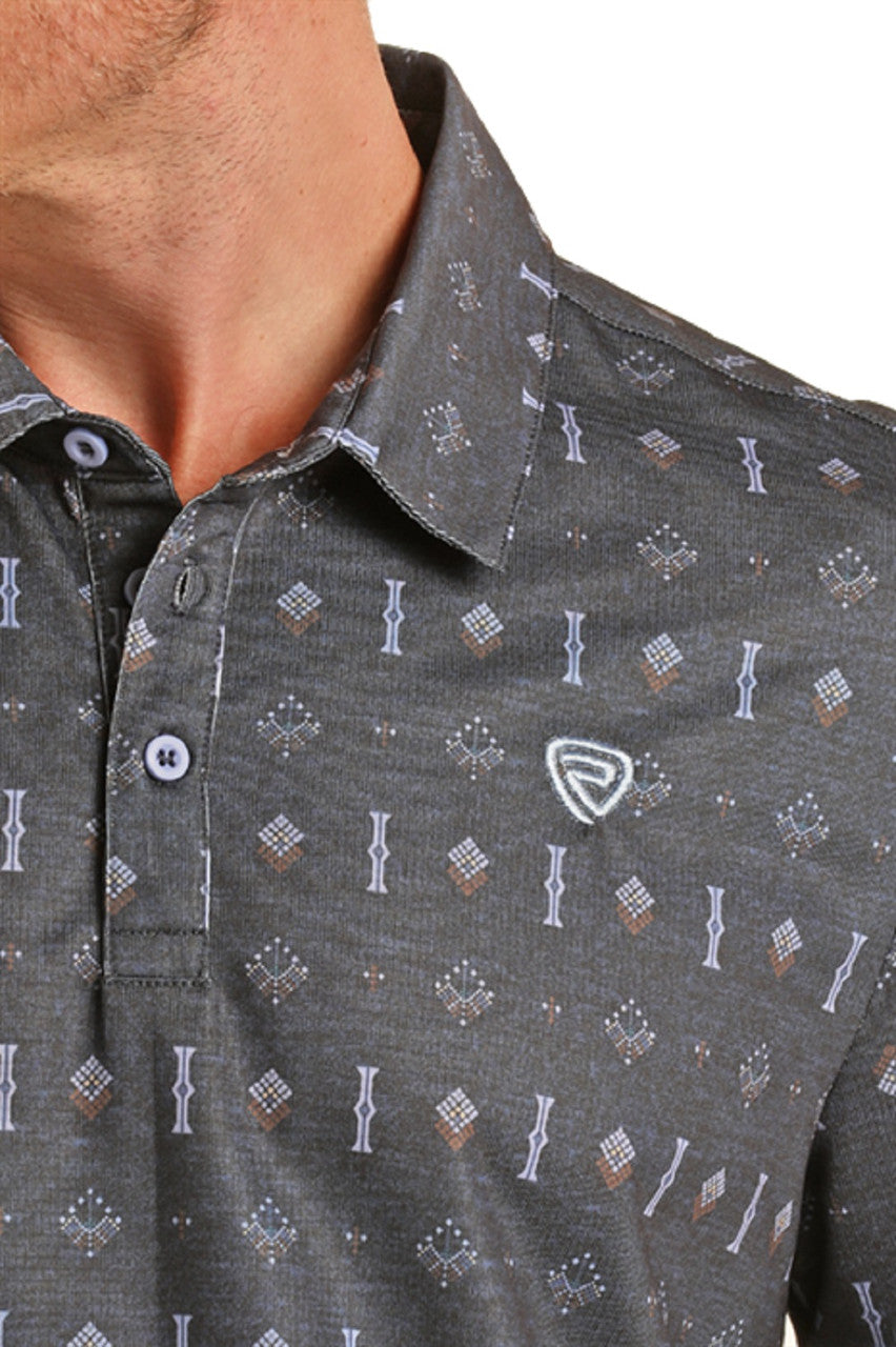 Rock&Roll Denim Geo Printed Polo - Navy☑️