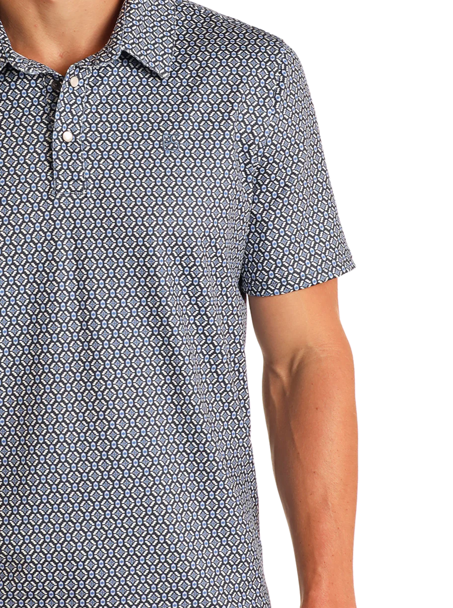 Panhandle Men's Navy-Blue Geo Pearl-snap Polo