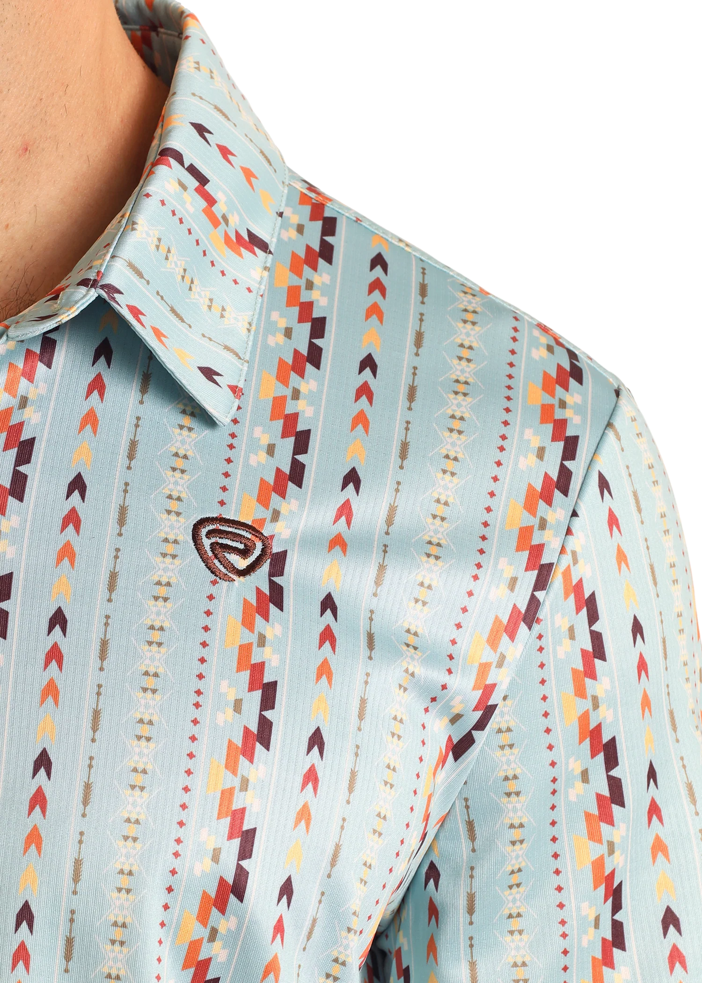 R&R Men's Sky Blue Aztec Polo