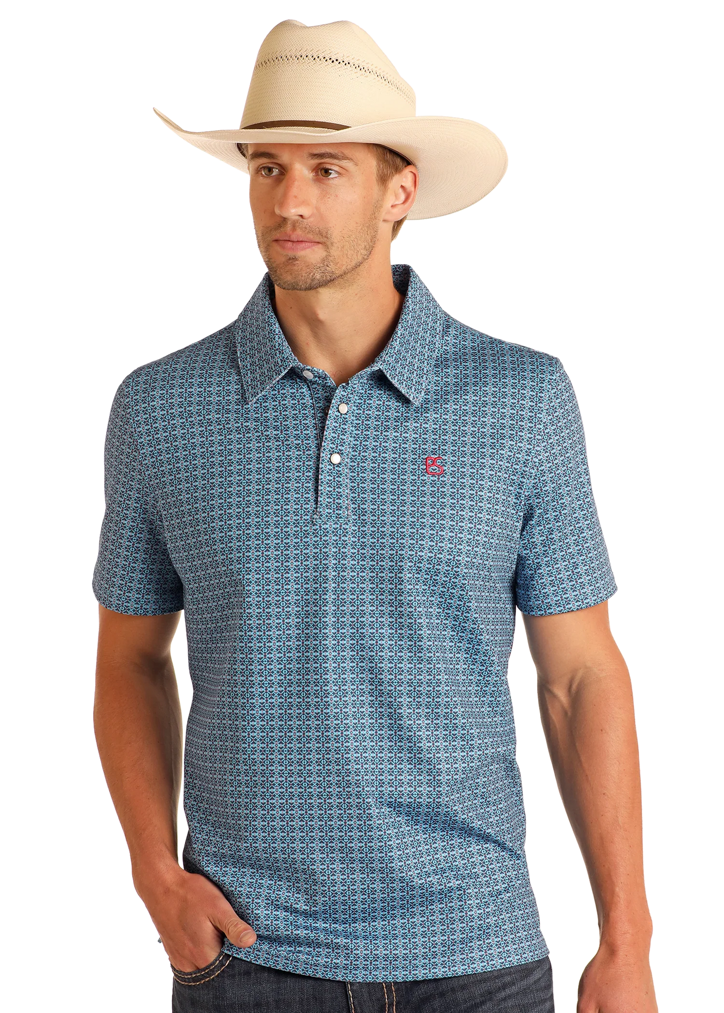 Panhandle Men's Gator Blue SS Pearl-snap Polo