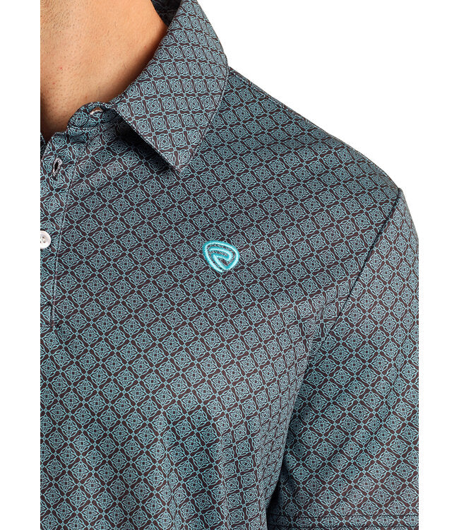 Rock&Roll Men's Black & Teal Geo Polo