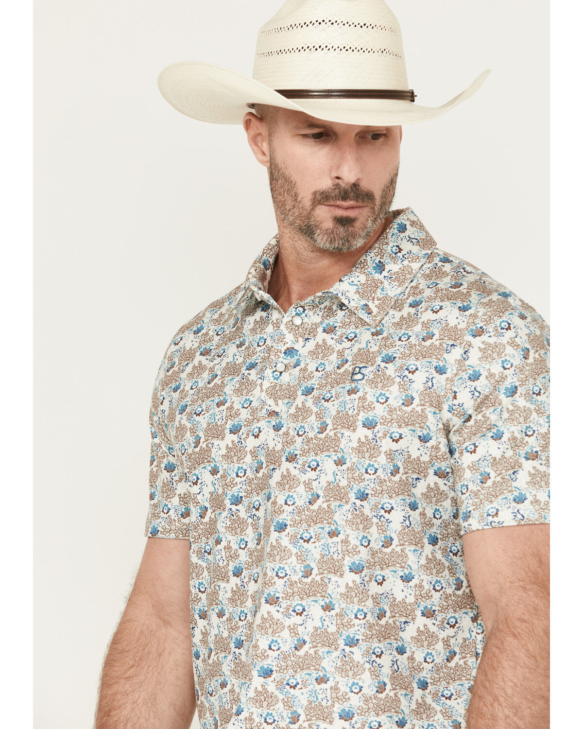 Panhandle Men's Desert Cacti Pearl-snap Polo