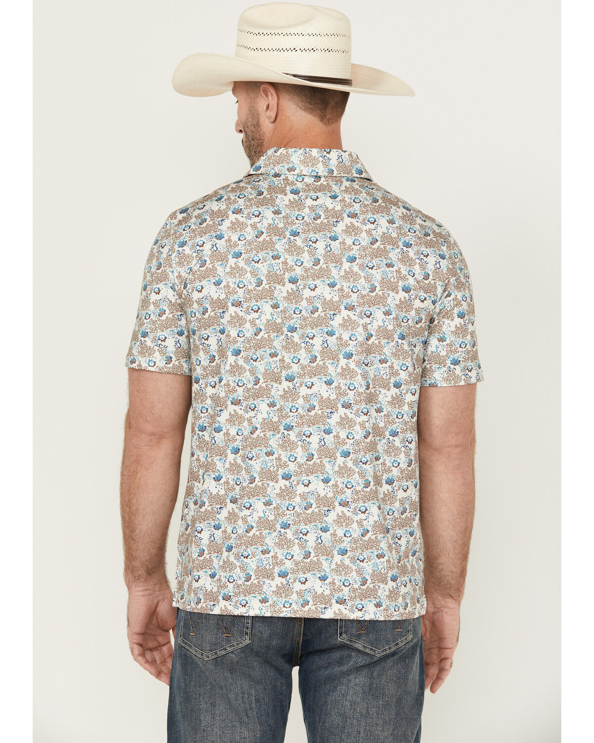 Panhandle Men's Desert Cacti Pearl-snap Polo
