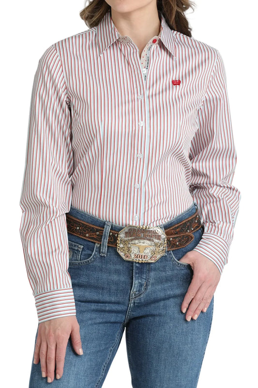 Women's Cinch Long Sleeve Striped Button Up Shirt MSW9165090