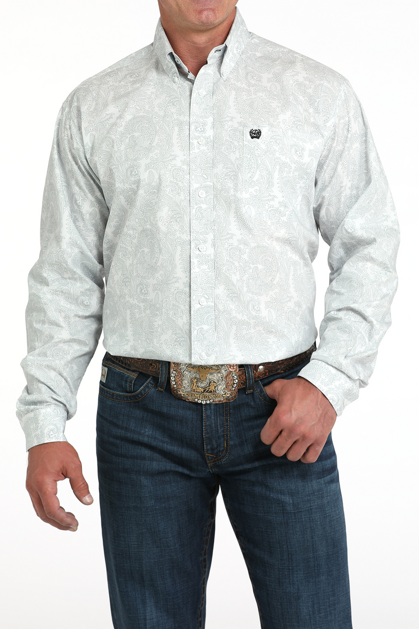 CINCH WHITE PAISLEY PRINT - MENS SHIRT