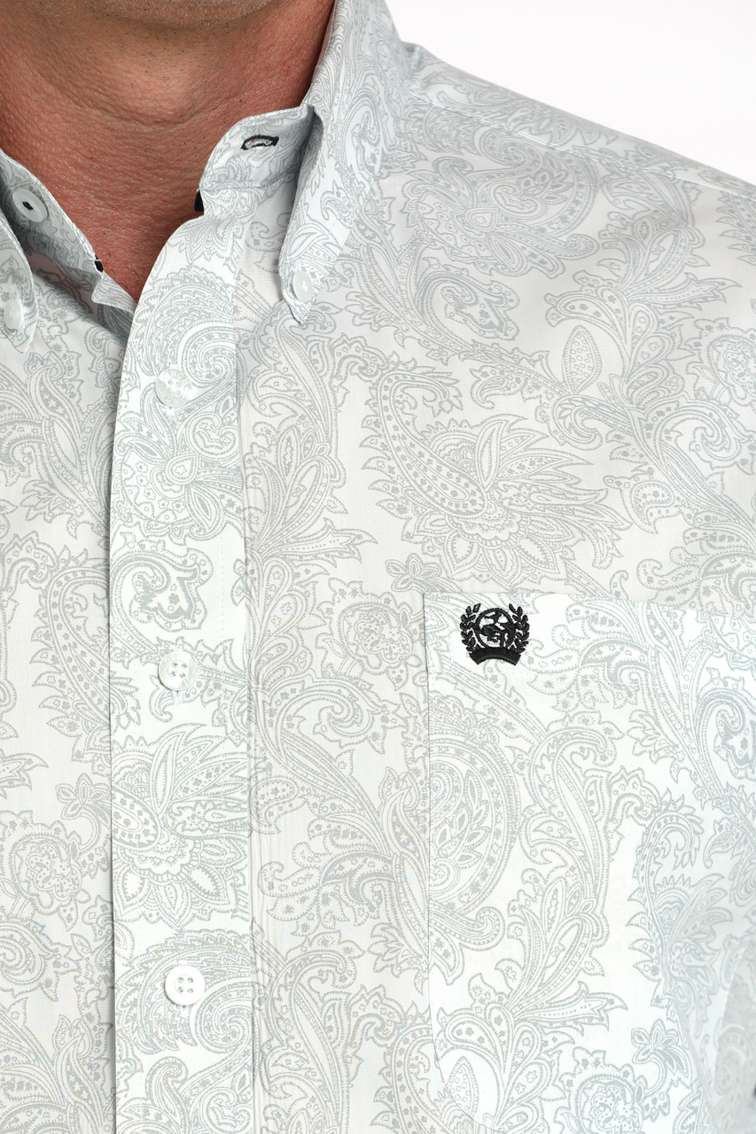 CINCH WHITE PAISLEY PRINT - MENS SHIRT