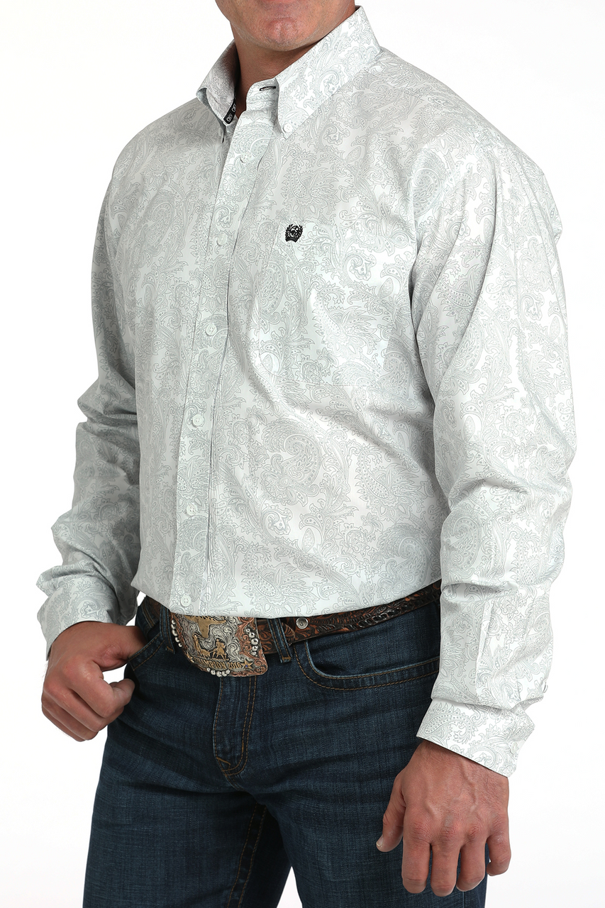CINCH WHITE PAISLEY PRINT - MENS SHIRT