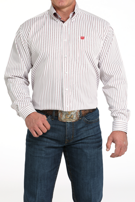 CINCH WHITE STRIPED PRINT - MENS SHIRT - MTW1105995